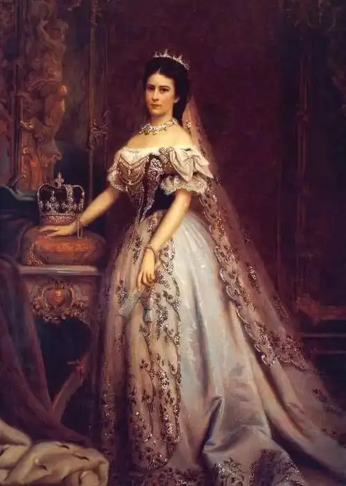 茜茜公主加冕匈牙利王后时所着礼服裙由沃斯制作/bertalan székely
