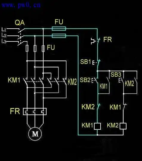 3相电机正反转控制接线图_电工基础知识_电工技术-电工最常见电路