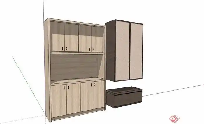 两个详细的完整鞋柜素材设计su模型
