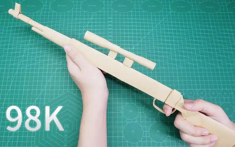 用a4纸折的98k毛瑟步枪,吃鸡神器,造型超帅!_哔哩哔哩_bilibili