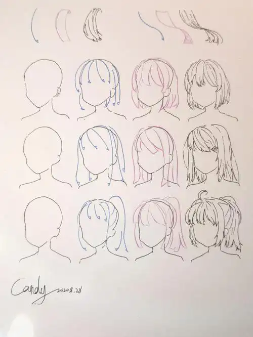 动漫人物头发临摹过程