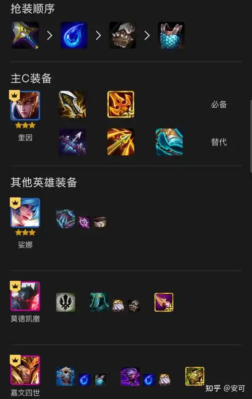 副c:铁男,中期锁血的保障.推荐装备:德玛转 水银,吃光明装备偷纳什.