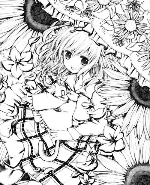 413张美少女插画手绘线稿精选集 高清日本风女生漫画黑白手稿素材大全