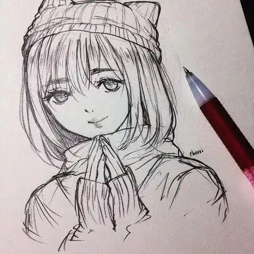 画出来的画有童真少女就是这位二次元少女画出这些灵动的铅笔稿人物的