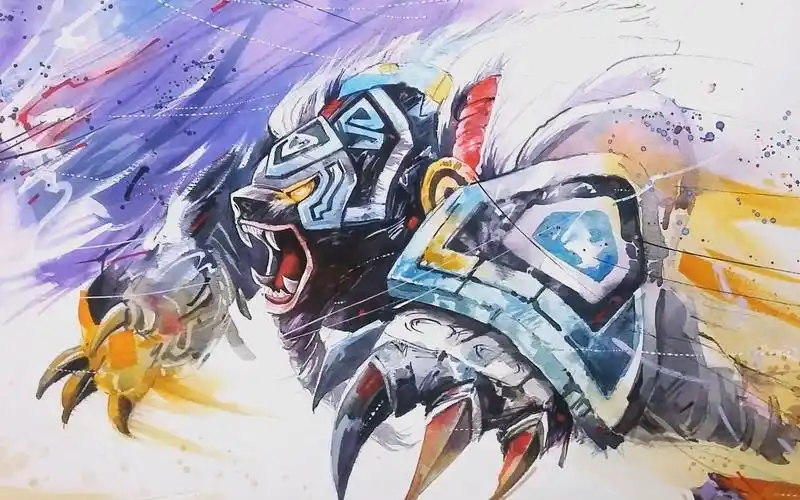 水彩画--英雄联盟 咆哮 沃利贝尔 league of legends - volibear- the