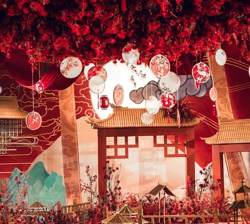 中式婚礼道具装饰装饰布布置吊饰挂件古风绣绷节庆布艺用品