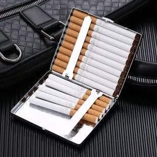 恒星不锈钢烟盒男超薄翻盖20支装不锈钢高档密封个性男士金属烟夹,可