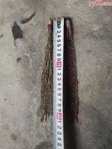 清代玻璃珠穗头一对长21公分