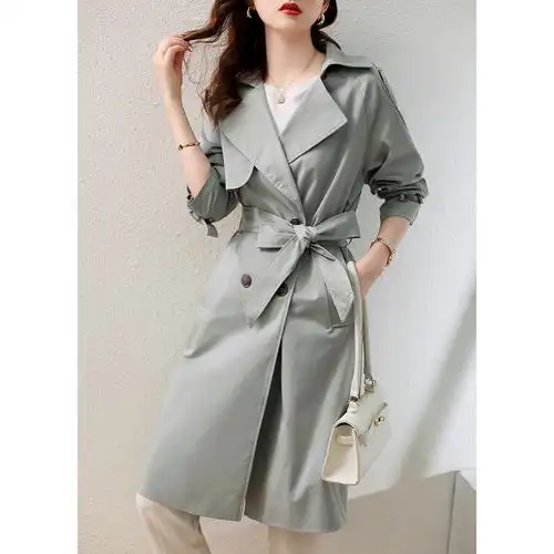 2022春秋秋季新款风衣女中中长款韩版双排设计风衣