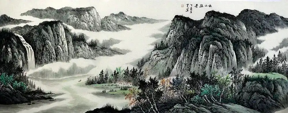 炫彩金碧雄奇瑰伟李平芝山水画作品赏析博宝典藏