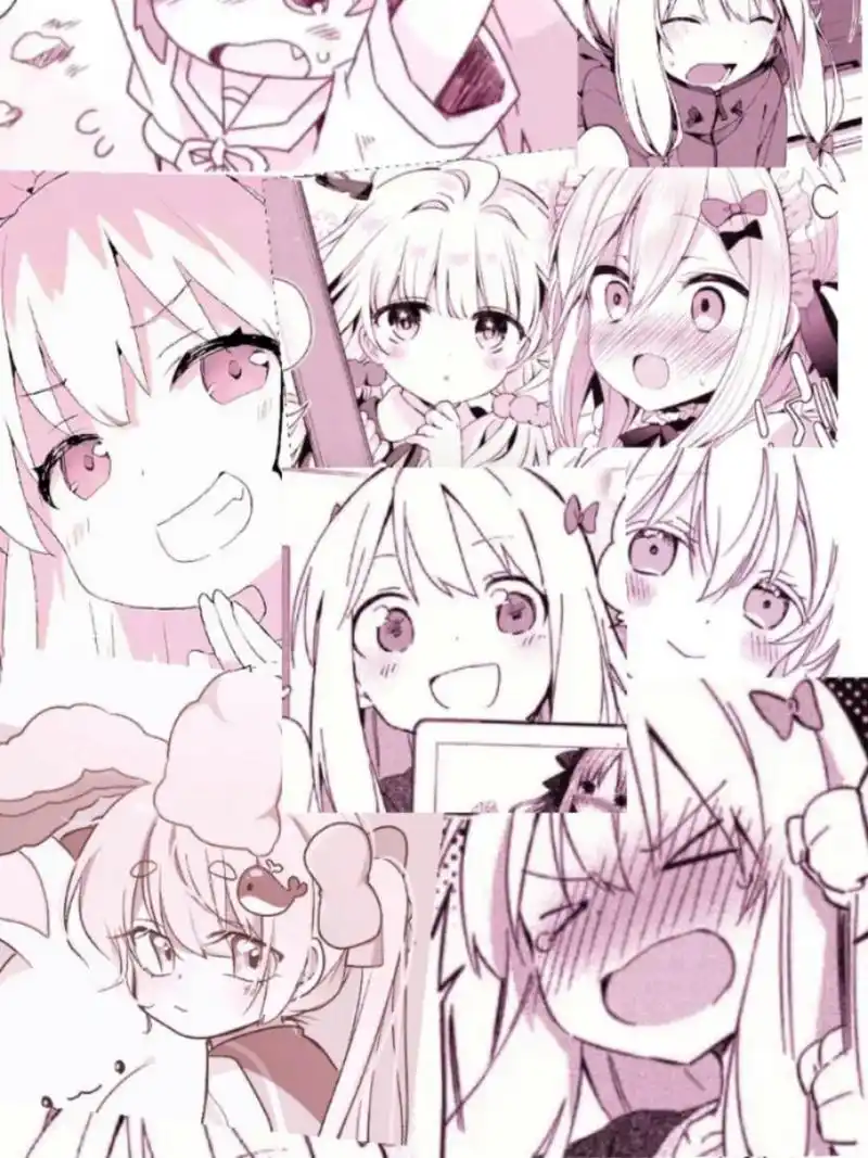 动漫粉色拼接壁纸～超少女心的噢