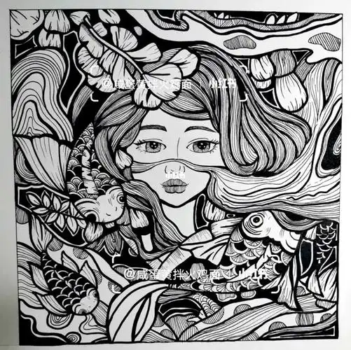 人物黑白装饰画