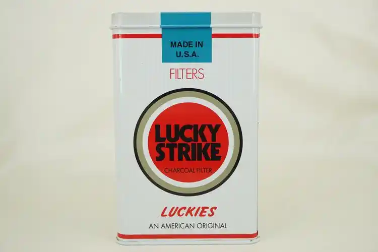 原装2004年全新好彩luckystrike圆标雅白烟盒找烟烟盒