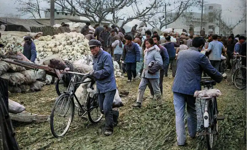 80年代的老照片后来上色了,那是一个很怀旧很简单的年代_北京_公园_员