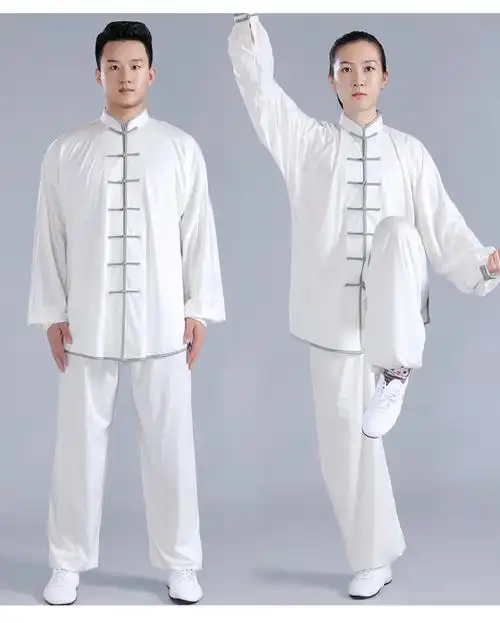 太极服女秋季练功服透气太极拳服装男飘逸表演服团队武术服白色短袖xs