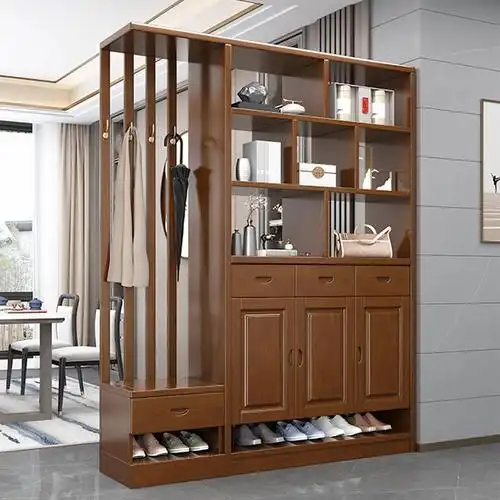 青木川 实木酒柜鞋柜一体靠墙 进门口入户玄关隔断屏风门厅柜玄关柜