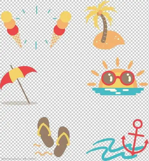 夏天沙滩海滩元素免抠透明png图层素材