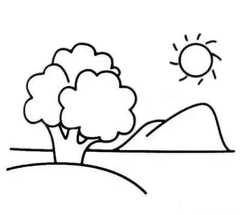 山水风景简笔画彩色山水风景简笔画