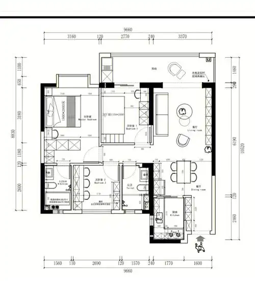 才发现好难呀熬了好几个夜终于定出来的平面设计稿,套内89平的小三房