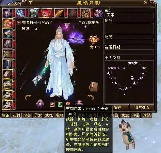 天龙八部全服第一桃花岛星楼月影装备图169万评分太狠了