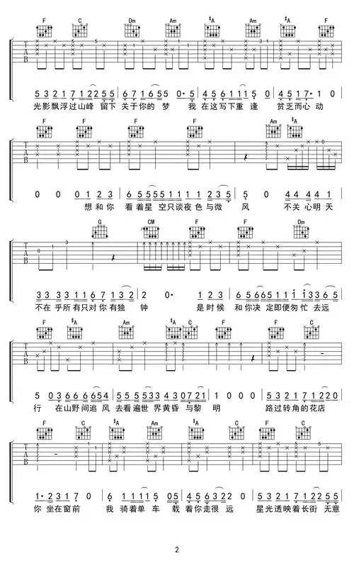 只只吉他谱_孟凡明_高清弹唱谱_《只只》六线谱