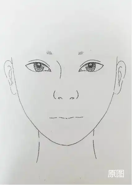 技巧一:首先拿一张轮廓图或者根据三庭五眼的比例起草一张五官草图.