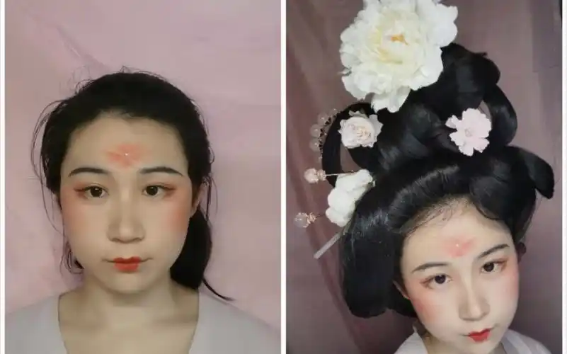 唐风汉服发型教程走秀复原杨贵妃唐制汉服诃子裙汉服发型