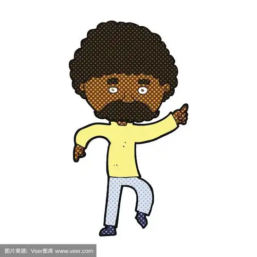 漫画卡通七十年代风格男子迪斯科舞