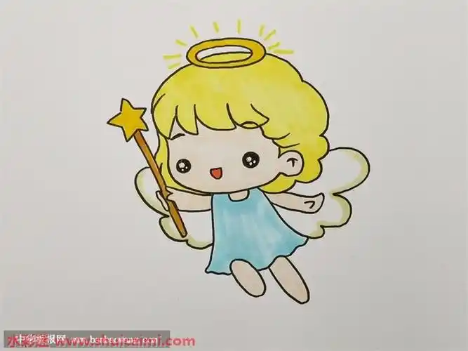 带翅膀小天使简笔画的画法步骤图解