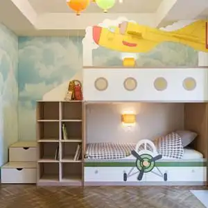 欧式儿童房卧室定制儿童床飞机造型双层床卡通子母床男孩简约实木