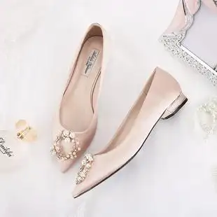 婚鞋女平底2020年新款新娘婚纱鞋伴娘礼服鞋孕妇婚鞋低跟平时可穿