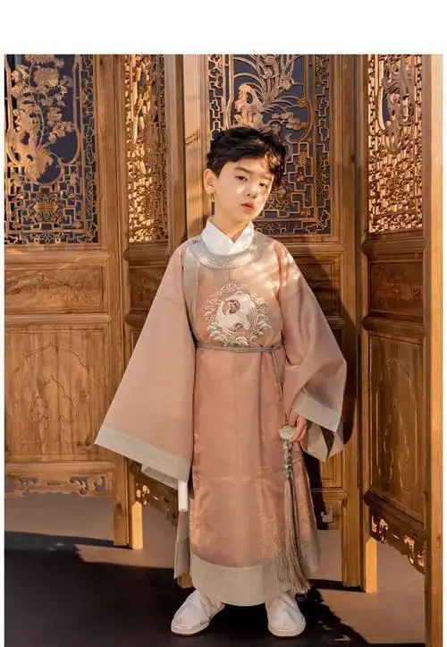 矢向儿童古装汉服男童中大童812岁古装表演服新款装小怀瑜宋制襕衫