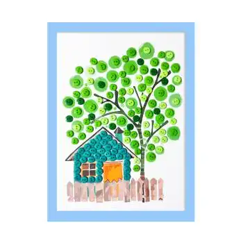 春天秋天儿童手工diy制作扣子秋季大树幼儿园学生植树节纽扣贴画春天