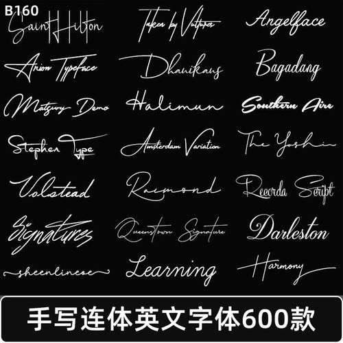 ps手写花体连笔连体签名英文字体纤细婚礼海报贺卡艺术procreate