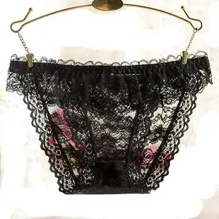 女中 性感镂空火辣性感网纱全透镂空透明内裤女 蕾丝内裤女中腰简约风