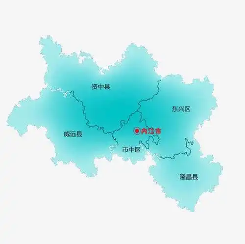 内江市管辖2个区,2个县,代管1个县级市,市人民政府驻地市中区玉溪街道