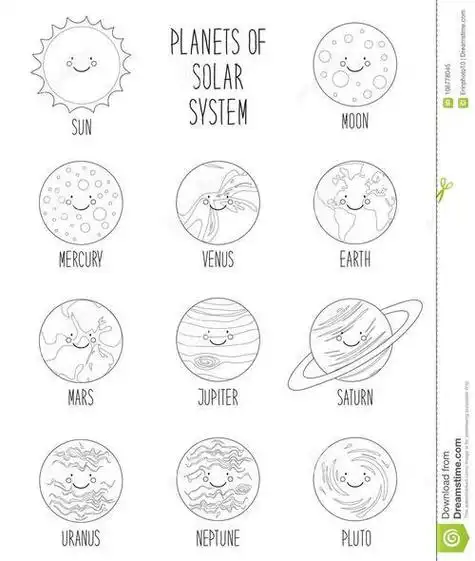 地球与星球的简笔画