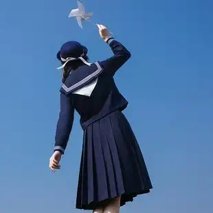 山川会社jk全蓝拉链jk基础款水手服套装原创正统裙三本学院风制服