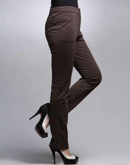 咖啡色简约休闲长裤