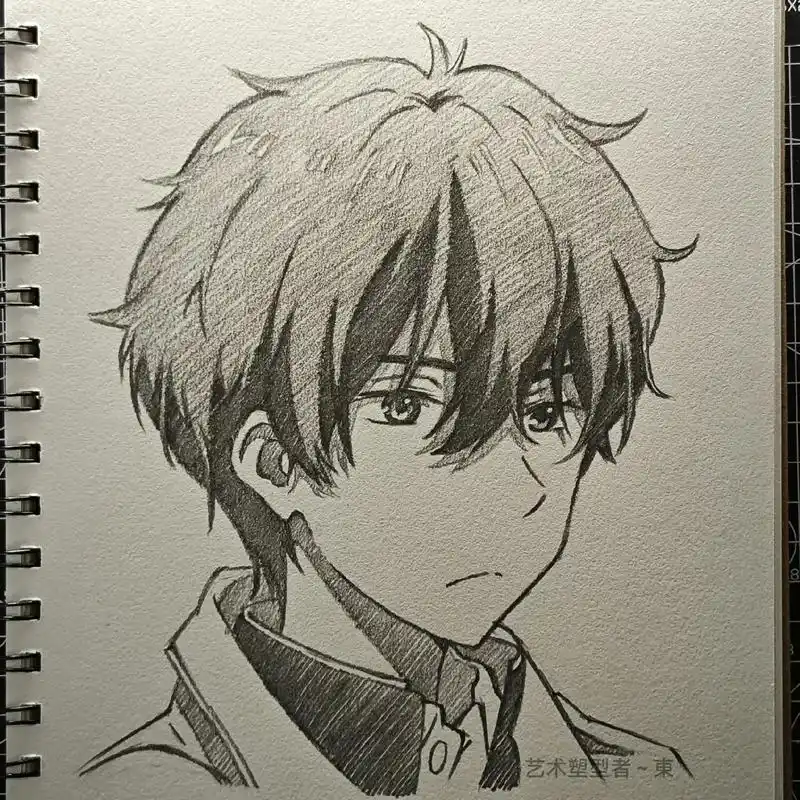 动漫男头千千万.折木奉太郎 手绘头像过程#折木奉太郎 #手绘 - 抖音