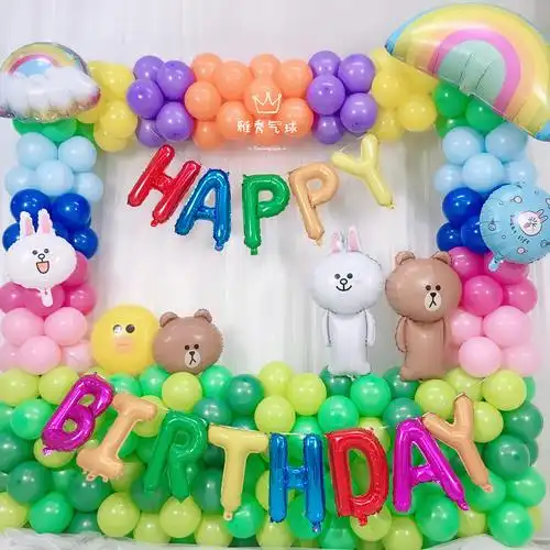 气球装饰儿童满月生日派对创意相框拍照场景布置宝宝趴体背景墙