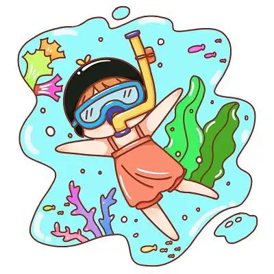 卡通可爱女孩游泳套图素材插画png