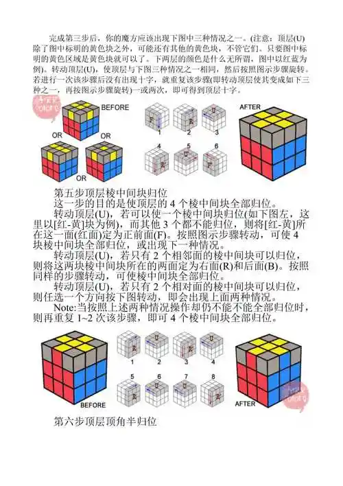 七步玩转三阶魔方还原公式及步骤图解教程doc