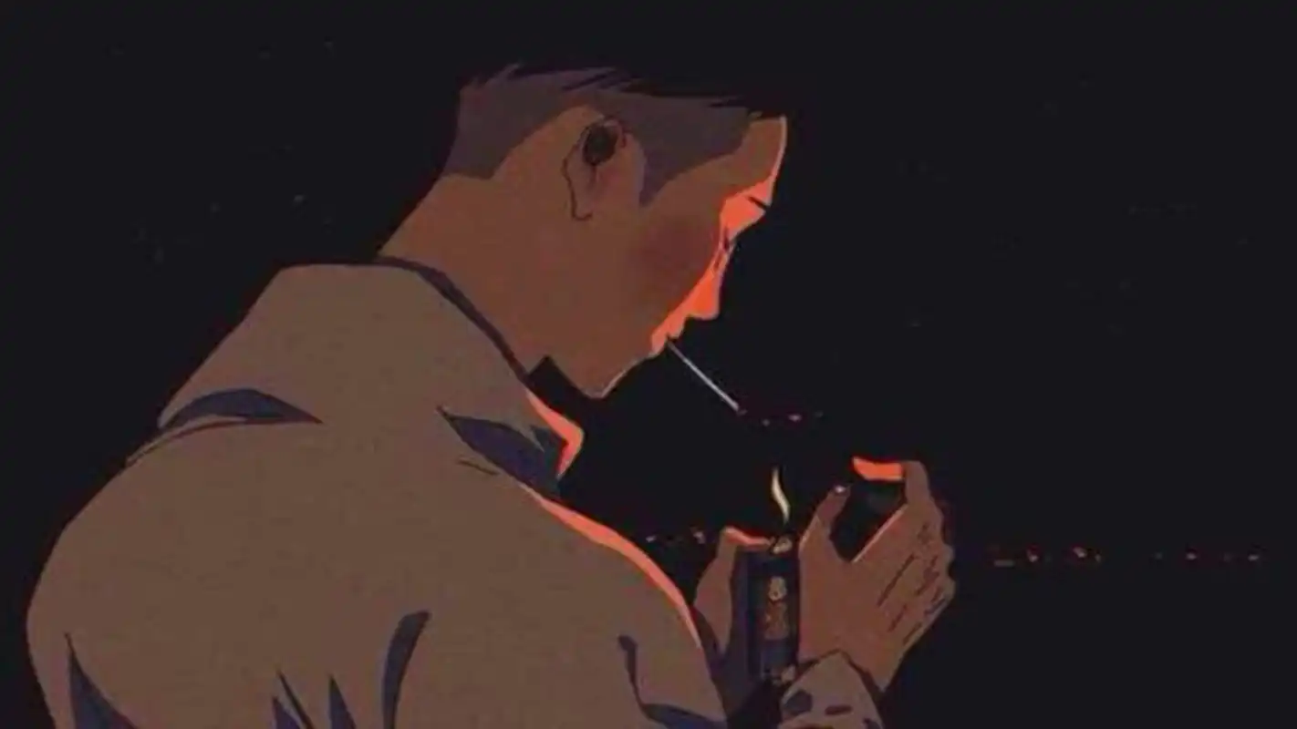 伤感男人抽烟背影