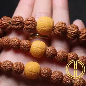 天然缅黄老型回纹珠顶腰珠散珠隔珠配珠108佛珠手串长串配饰