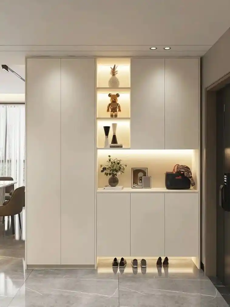 这款鞋柜也太好看了吧,一定要做个这样的加镂空设计,放些摆件颜 - 抖