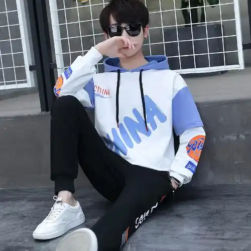 青少年秋季套装13男孩长袖t恤12-15岁初中学生14纯棉卫衣大童秋装