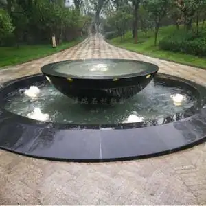 石雕水池涌泉户外庭院流水景观装饰大理石头喷泉水钵天然石盆摆件
