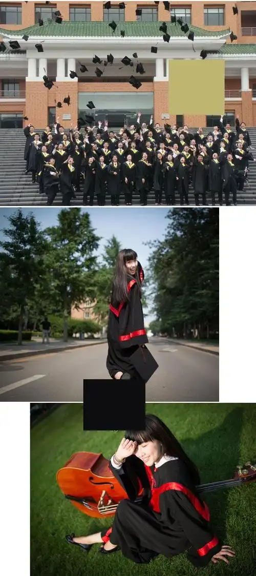 学士服学位服文理科硕士服博士服男女毕业照礼服现货垂布学士帽绿色农