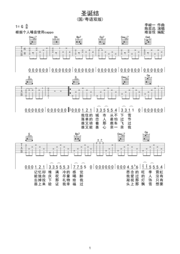 陈奕迅圣诞结简单唯音悦制谱国语粤语双版本歌词